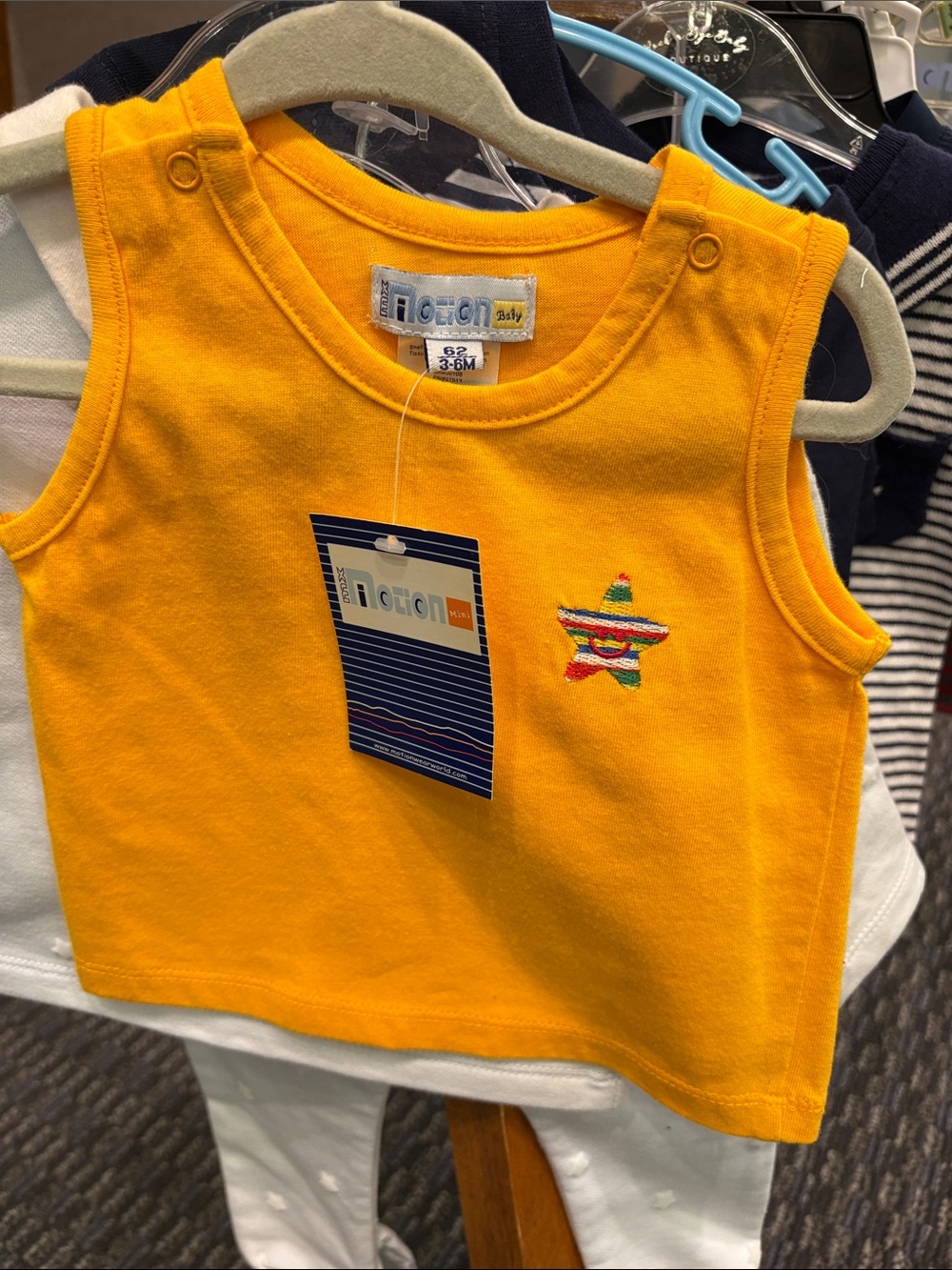 Yellow Star Embroidered Tank Top - Kids